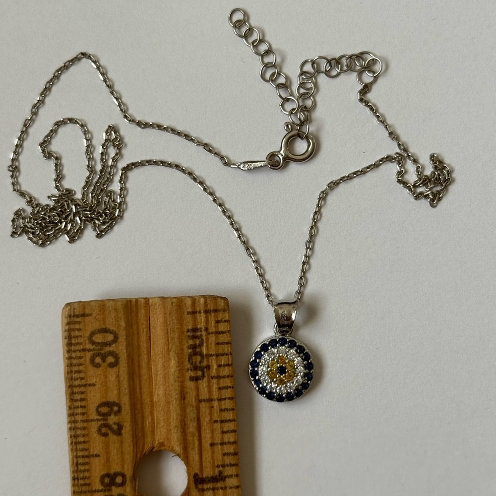 🧿925 Silver evil eye necklace cz stones